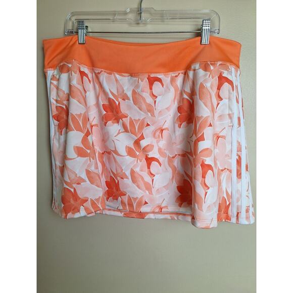 Adidas Womans XL Orange Floral 3 Stripped Golf‎ Skort - Picture 1 of 12